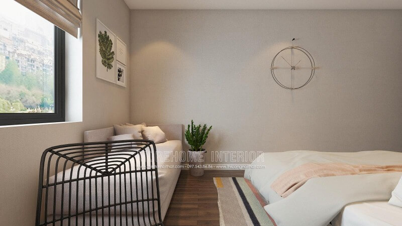 Ghế đôn sofa dài sáng màu thư giãn với thiết kế đơn giản nhưng êm ái sẽ là lựa chọn tuyệt vời cho phòng ngủ hiện đại. Mẫu nội thất biệt thự đẹp