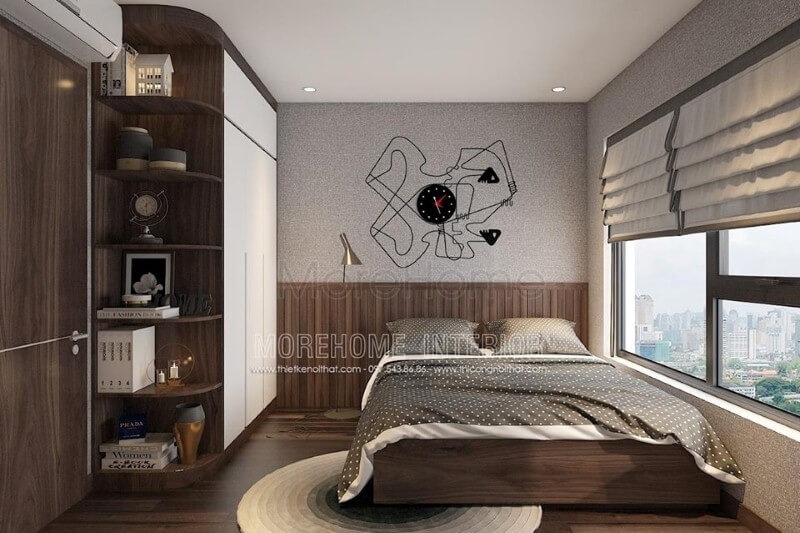 Giấy dán tường đơn sắc màu nâu đẹp tăng nét sang trọng cho phòng ngủ hiện đại sử dụng tone màu trầm chủ đạo. Thiết kế nội thất phòng ngủ biệt thự